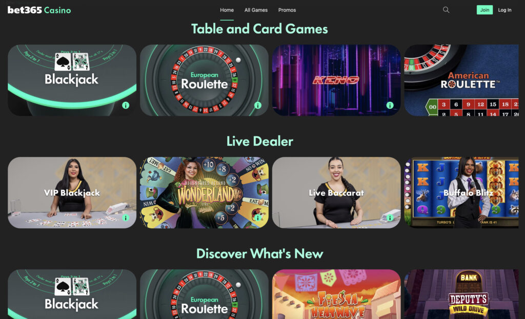 bet365 Online Casino Home Page
