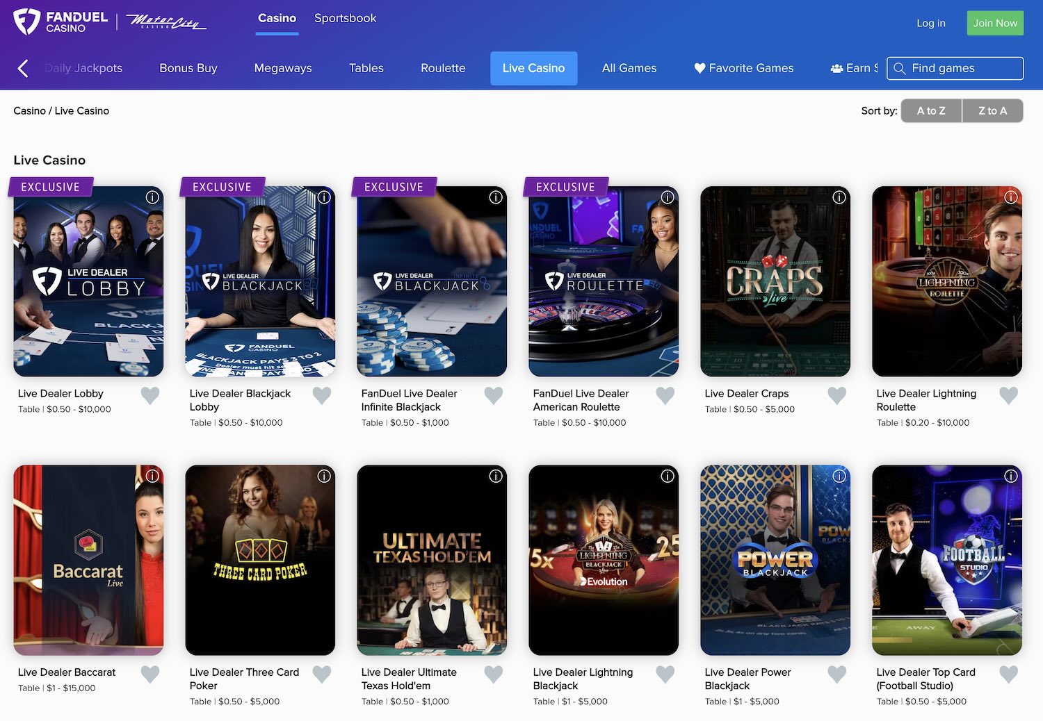 nj live dealer casino games
