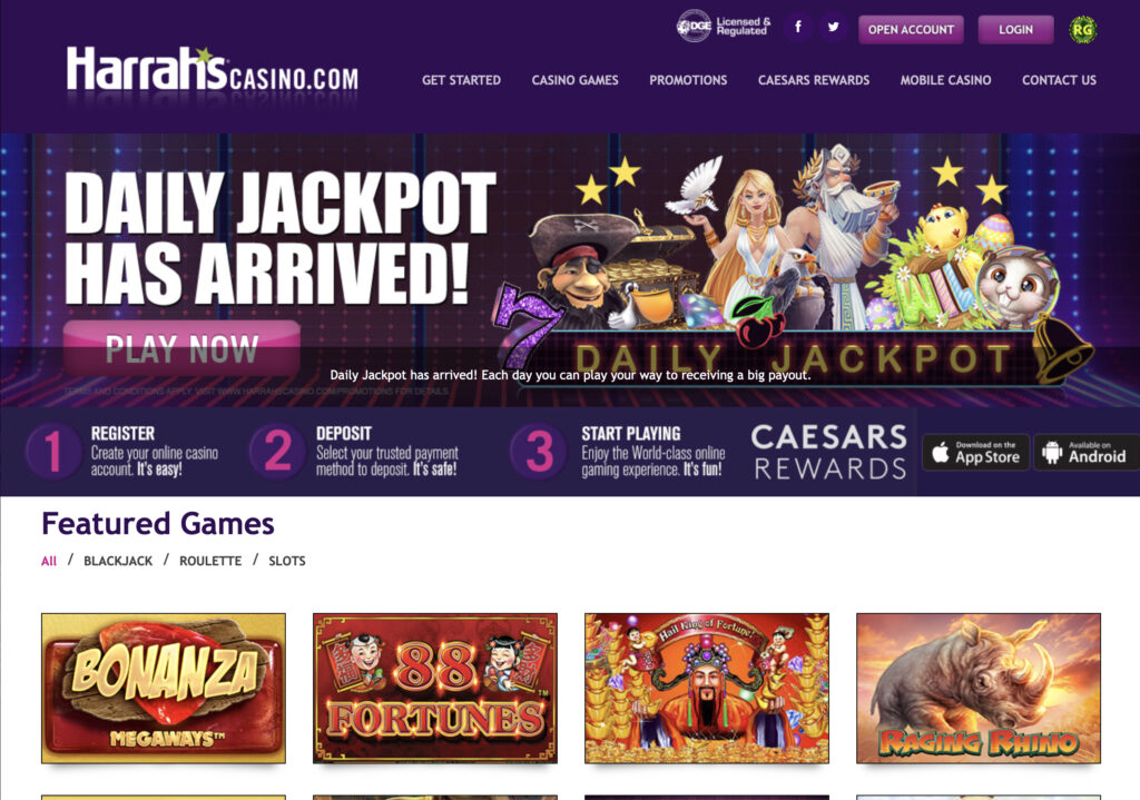 Harrah's Online Casino Homepage